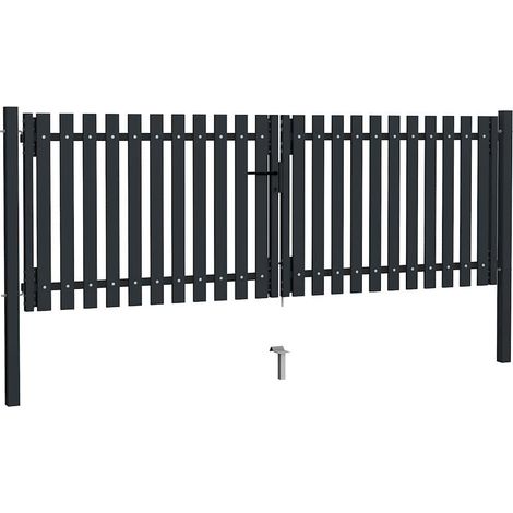 vidaXL Puerta doble de acero para valla 300 x 75 cm antracita (1/2)