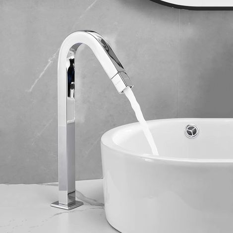 Mitigeur pour vasque, chromé, surélevé, monotrou, eau froide (1/5)