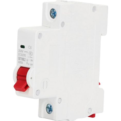 Disjoncteur monophasé 250 V CC, 6 A, montage sur rail DIN, pouvoir de coupure de 6000 A (1/5)