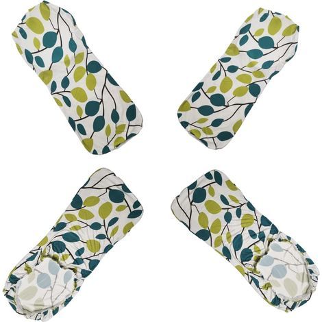 Fundas para sillas, fundas protectoras universales modernas para sillas, fundas elásticas para sillas, fundas para sillas (estampado de ramas, juego de 4), verde y blanco (1/3)