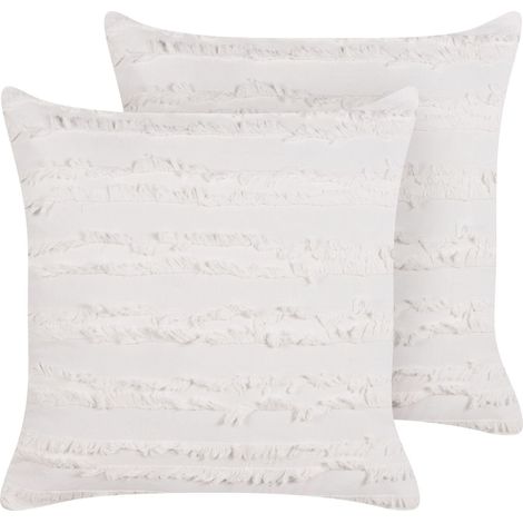 Dekokissen 2er Set MAKNEH Baumwolle 45 x 45 cm Weiß Ohne Muster