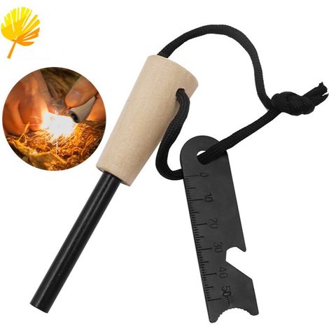 EASYCOMFORT Allume Feu Type Briquet Survie Silex Simple Et Efficace - Grattoir Multi-Outils Armes à feu de camping en plein air Outils de survie en milieu sauvage (1/5)