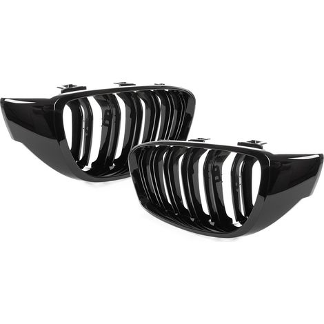 BMW 4 F32 / F33 / F36 13-18 griglie tra i fari (reni) sinistra + destra set NERO LUCIDO DOPPIA BARRA