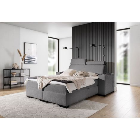 Boxspringbett Bett NESTOR 140x200cm Set.1 in Stoff Dress Me Grau (1/5)