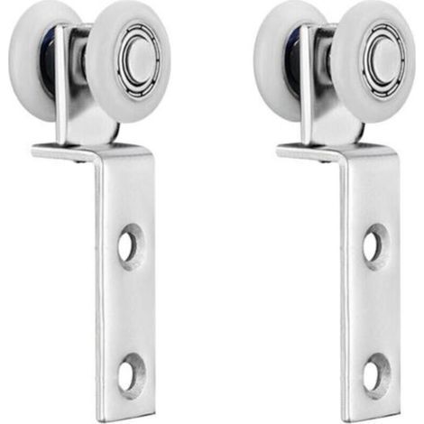 Lot de 2 roulettes de 20 mm pour rail de rideau avec roulettes, roulettes pour portes coulissantes, roue suspendue latérale silencieuse avec roulement, pour rails coulissants, fixation d'angle (1/4)