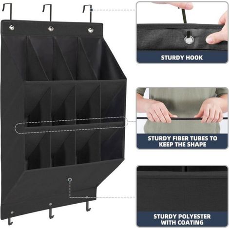 Organisateur Chaussures - Suspension Porte Placard - 12 Poches Profondes 17 Cm - Polyester - 43x17x79 Cm - 1 Pièce (1/5)