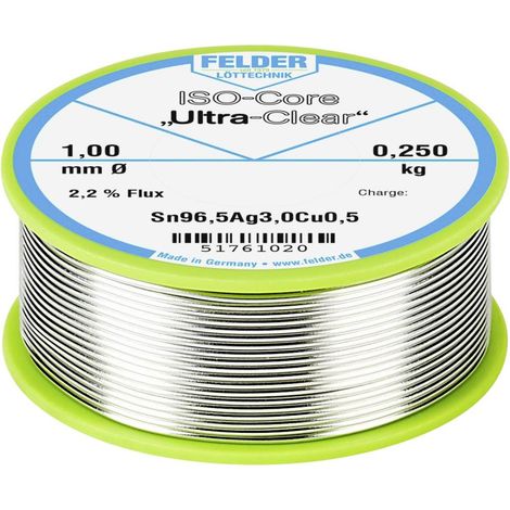 Felder ISO-Core Ultra Clear SAC305 Stagno per saldatura Bobina Sn96,5Ag3Cu0,5 0.250 kg 1 mm