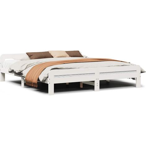 Maison Exclusive - Massivholzbett ohne Matratze Weiß 180x200 cm K (1/5)