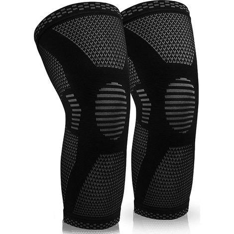 Genouillère compression unisexe taille L, ménisque/arthrite/sports, noir, maintien renforcé (1/4)