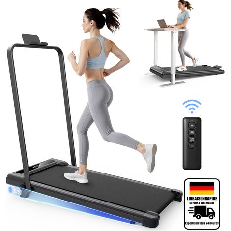 Wowttrelax – Tapis roulant pliable 3 en 1 – Moteur sans balais 3 CV – Vitesse 1 à 10 km/h – Inclinaison manuelle 0 à 8% – Écran LED – Charge max 130 kg