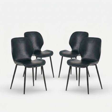 Lot de 4 chaises de salle à manger rembourrées soft-touch Callisto - Bleu (1/5)