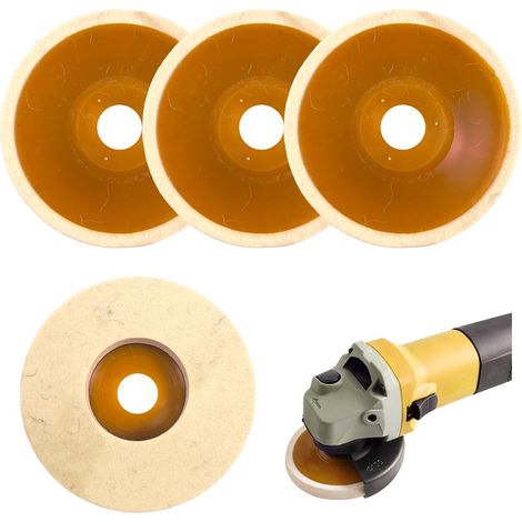 Set di 4 dischi lucidanti in lana per smerigliatrici angolari - 125 mm - Disco lucidante in lana - Dischi lucidanti flessibili per trapani e smerigliatrici - Acciaio inossidabile e vetro (1/5)