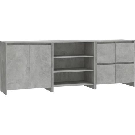 Lot de 3 Buffets, Commode Armoire Luxueux, pour Salon Chambre Entrée Cuisine, Gris béton Bois d'ingénierie OIB5156E (1/5)