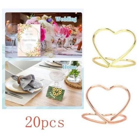 Supportplace,20 porte-cartes de table en métal,en forme de cœur,décoration de placement de photo,pour étiquette de bureau (1/4)