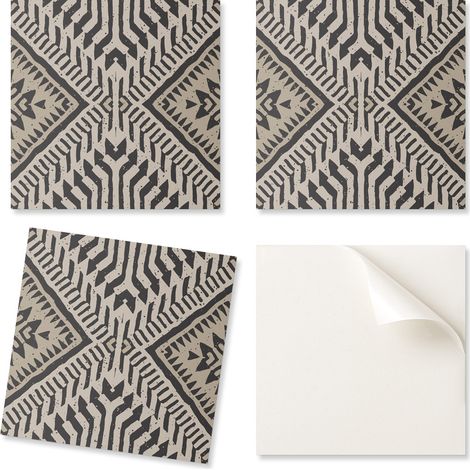 Lot de dalles vinyle faciles à poser, motif géométrique à lignes, 4 x 50 x 50 cm (1/5)