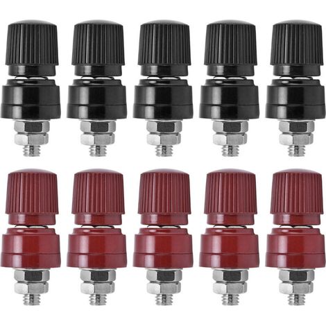 5 Paires de Bornes de Masse Laiton Nickelé Filetage M6 pour Soudure 0V-380V (1/5)