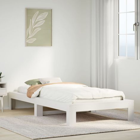 Massivholzbett ohne Matratze Weiß 75x190 cm Kiefernholz (1/5)