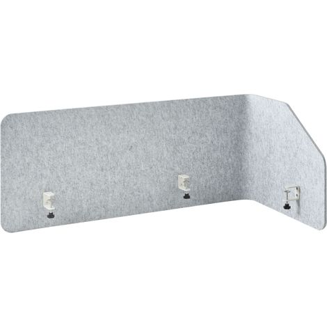 Séparateur de Bureau en PET 120 x 60 x 50 cm Acoustique Pinces de Fixation en Acier Gris Clair Foldy