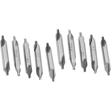 Jeu de 10 forets à centrer en acier rapide 4341, queue droite, 2,5 mm (1/5)