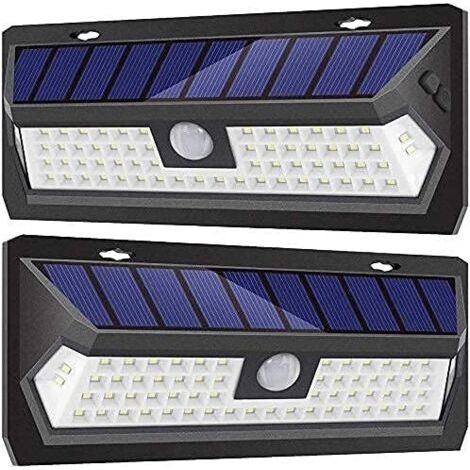 Lot de 2 projecteurs solaires à LED avec 3 modes d'éclairage, étanche IP65