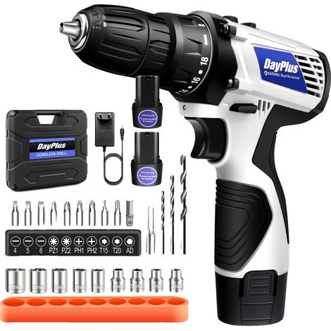 Visseuse sans fil, Couple réglable, Lampe de travail LED, 2 BATTERIE (1/2)
