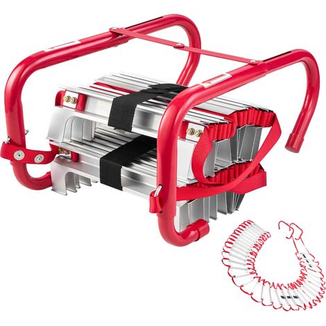 Échelle de Corde 15,2 m, Échelle de Secours Incendie Rétractable 5 à 6 Étages en Alliage Aluminium, Capacité de Charge 453,6 kg, avec Sangle de Sécurité Polyester Robuste, Marches Antidérapantes (1/5)