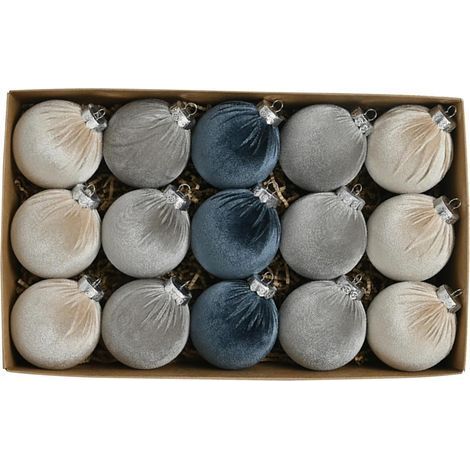15 pièces Boules de Noël (vert/bleu), Boules de Velours de 3,15 Pouces dans Une boîte Cadeau Boules de Noël décoratives floquées avec Anneau de Suspension pour décorations de Noël Cadeau Boules de Noë (1/5)