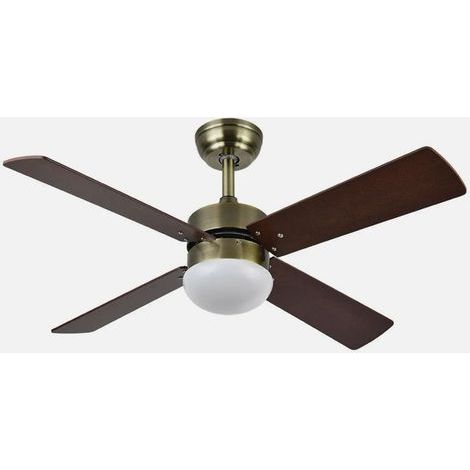 Ventilateur dc sofia 2xe27 leather 4 blades rev.cherry/walnut 40x107d w/remote timer (1/4)