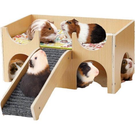 Terrier d'intérieur en bois naturel pour hamster, terrier confortable pour grimper et ronger, adapté aux animaux actifs, disponible en plusieurs couleurs. (1/5)