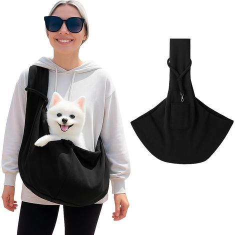 Sac de Transport pour Chien et Chat, Bandoulière Respirante et Réglable pour Animaux de Compagnie, Sac en Polyester Durable et Confortable pour Chiens de Petite Taille et Chats, Idéal pour Voyages et (1/5)