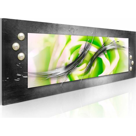 Tableau panoramique - motif abstrait et rose - 120 x 40 cm (1/4)