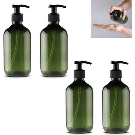 Distributeur De Savon - 500 Ml - Pompe Réutilisable - Pour Salle De Bains Et Cuisine - Vert - Lot De 4 (1/5)