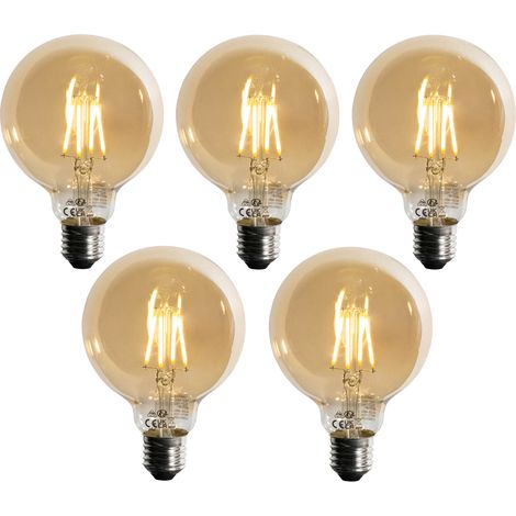 LUEDD Lot de 5 Ampoule LED E27 dimmable G95 5W 450lm 2700K
