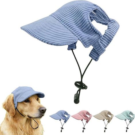 Casquette de baseball pour chien, chapeau de plage d'été pour chien et chat avec trous pour les oreilles, coiffe ajustable pour chiot (bleu, moyen) (1/5)