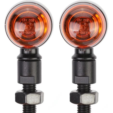 Lot de 2 feux clignotants moto indicateurs de direction pour Honda coque noire verre jaune métal ABS 12V filetage 10 mm (1/5)