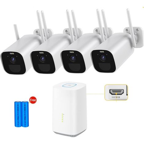 Caméra de sécurité à domicile Caméra balle extérieure WiFi Surveillance vidéo sans fil CCTV Kits de système de sécurité à domicile construit dans une batterie Rechargeable de 5200 mAh 3MP ( Size : 2 C (1/5)