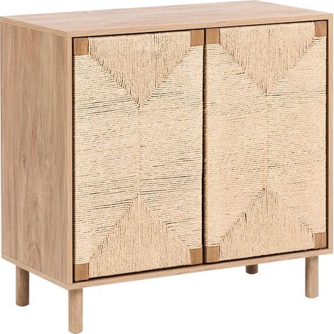 2 Door Sideboard Light Brown 80 cm Particle Board Paper Rope Front Cabinet Modern Boho Style Living Room Storage BONDI (1/5)