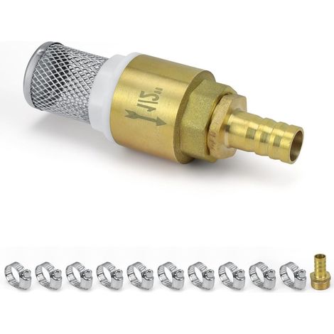 Crépine Aspiration, Laiton Clapet Anti-Retour avec Crépine 1/2 Pouce Clapet Crepine Anti Retour, avec 2 Raccords d'Eau, Convient pour l'Arrosage du Jardin et de la Piscine (1/5)