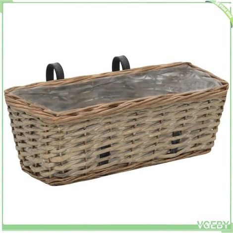 Jardinière de balcon - FAFEICY - 246828 - 40 cm - Osier avec doublure PE - Lot de 2 (1/5)