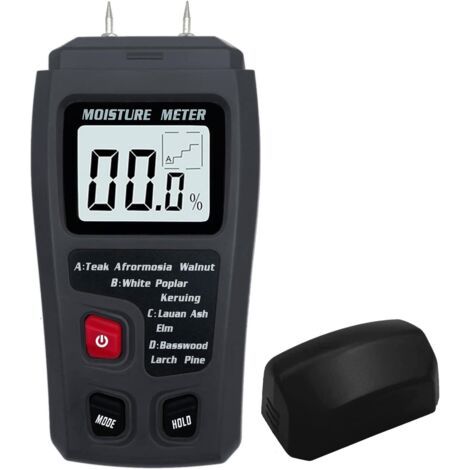 Humidimètre numérique pour bois, testeur d'humidité du bois, hygromètre, détecteur d'humidité du bois, grand écran LCD (gris) (1/4)