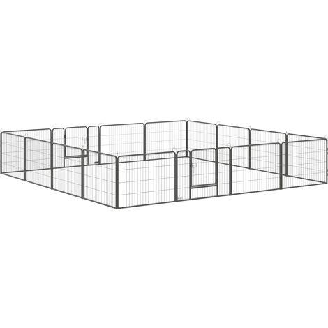 Recinto modular para perros de acero, 60 cm, 16 segmentos, 2 puertas (1/5)
