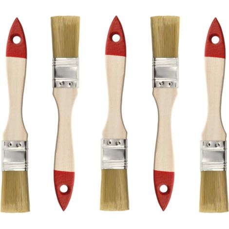 M7 Lot de 5 Pinceaux Plats 1″ (env. 25 mm) Série 30 – Pinceaux à Vernis avec Poils Synthétiques Clairs – Manche en Bois Naturel – Virole en Acier (1/5)