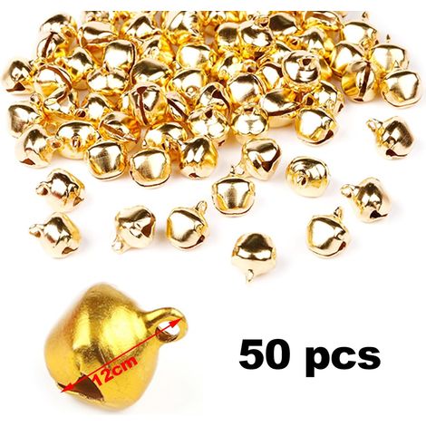 50 pezzi Jingle Bells, Jingle Bells, Jingle Bells, Campanelli di Natale, Jingle Bells in metallo, Mini piccoli Jingle Bells, per la decorazione fai da te della festa in casa di Natale, 12 mm (dorato) (1/4)