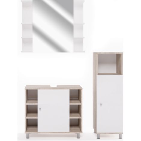 Badmöbel-Set Fynn, Sonoma, 3 Teile, mit Midischrank, Vicco