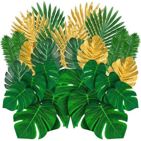 BUNTHAUS PA Fausse Feuille De Palmier Avec Tige Fausse Plante Tropicale Thème De La Jungle Décoration (66PCS) (1/5)