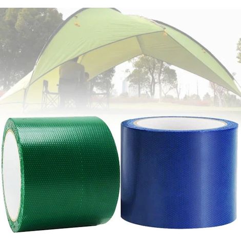Ruban adhésif imperméable vert et bleu - Ruban de protection solaire pour tente (Kit de réparation bleu en deux parties, 8 x 750 cm) (1/5)