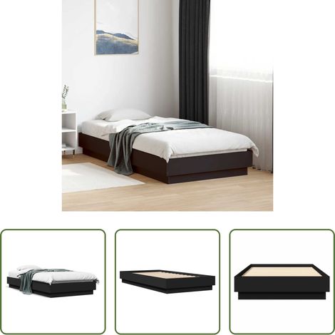 vidaXL Estructura de cama madera de ingeniería negra 90x190 cm (1/5)