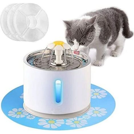 Katzenbrunnen mit Bewegungssensor für Haustierbrunnen, 2.4 l Hunde- und Katzenbrunnen mit Wasserstandsfenster und LED-Licht für Wassermangelwarnung (1/4)