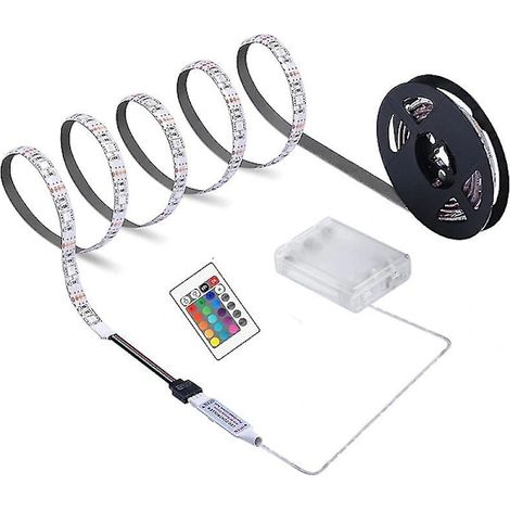 Bande LED flexible, alimentée par piles, avec télécommande, multicolore RGB, pour chambre, télévision, meubles, fêtes et environnements personnalisés.-AquaForge (1/5)