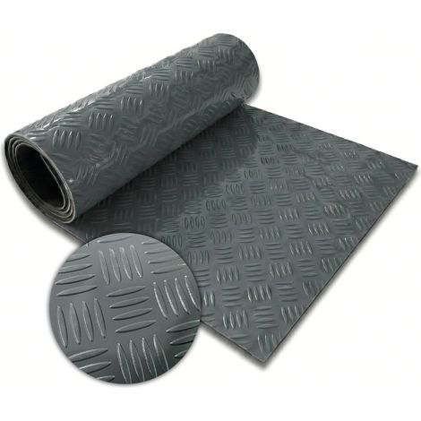 Revêtement sol PVC Effet tôle striée, Gris foncé, 110 x 450 cm